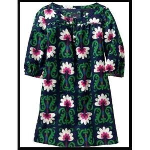 Gap kids navy blue green white purple lotus flower tunic dress long sleeve 4 5
